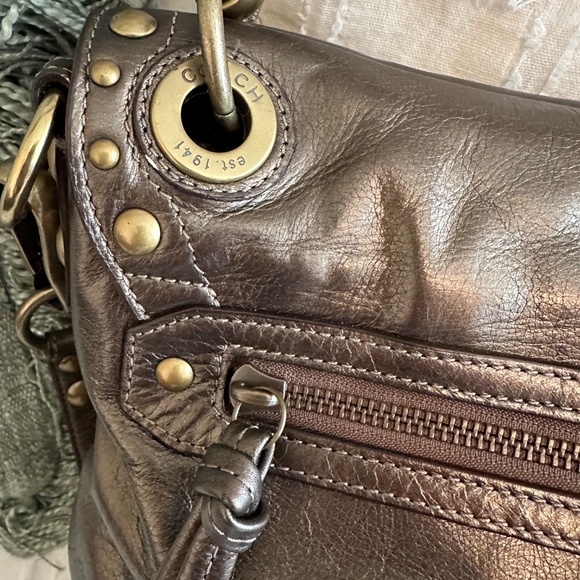 Coach Limited Edition Hampton Studded Leather Flap 15392 Bronze Rare Y2K - Picture 4 of 10